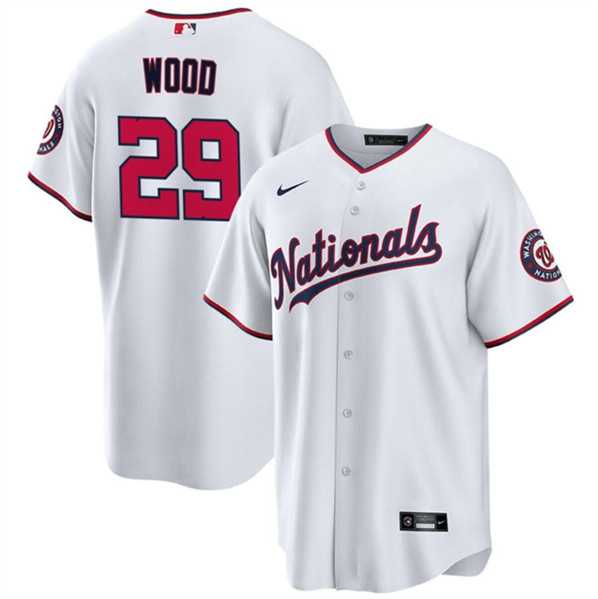 Mens Washington Nationals #29 James Wood White 2024 Home Limited Stitched Baseball Jersey Dzhi